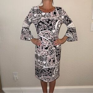 "Glamour" Black and Pink Bell Sleeve Dress